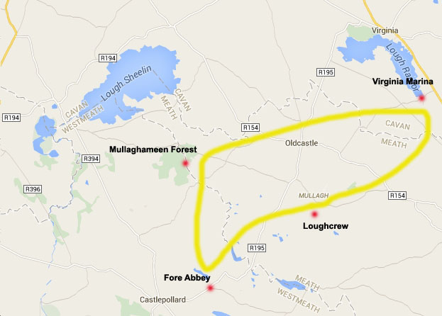 Loughcrew Tour. Click Map to enlarge.