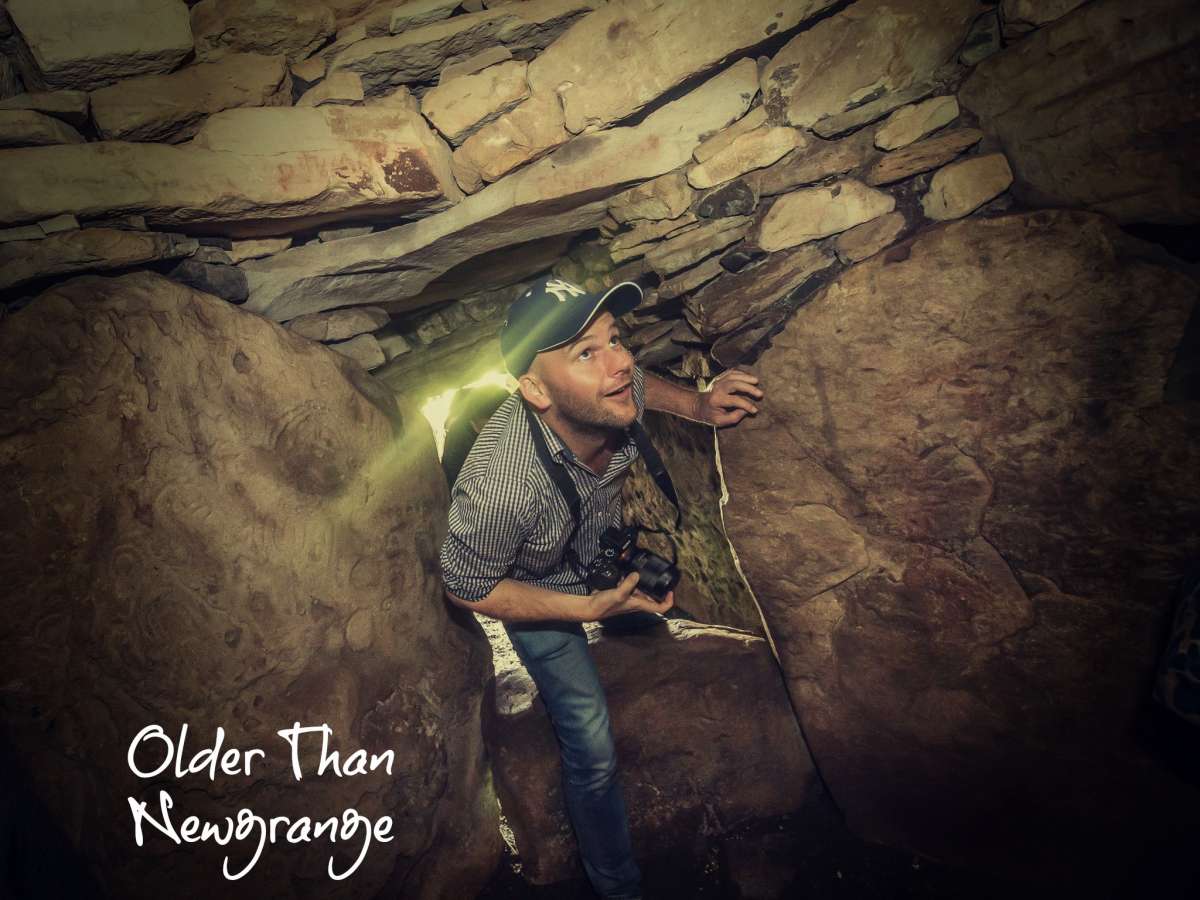 Spotlight Failte Ireland Bloggers Inside Cairn T in Loughcrew Ireland Countryside Tour